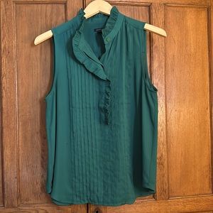 Pintuck and ruffled Ann Taylor Sleeveless Blouse